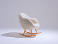 Sedia a dondolo - Bouclé-Legno - 76x72x82 cm - Crema-Legno naturale - Stile scandinavo