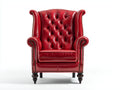 Poltrona - Pelle-Legno - 90x88x112 cm - Rosso - Stile Chesterfield classico