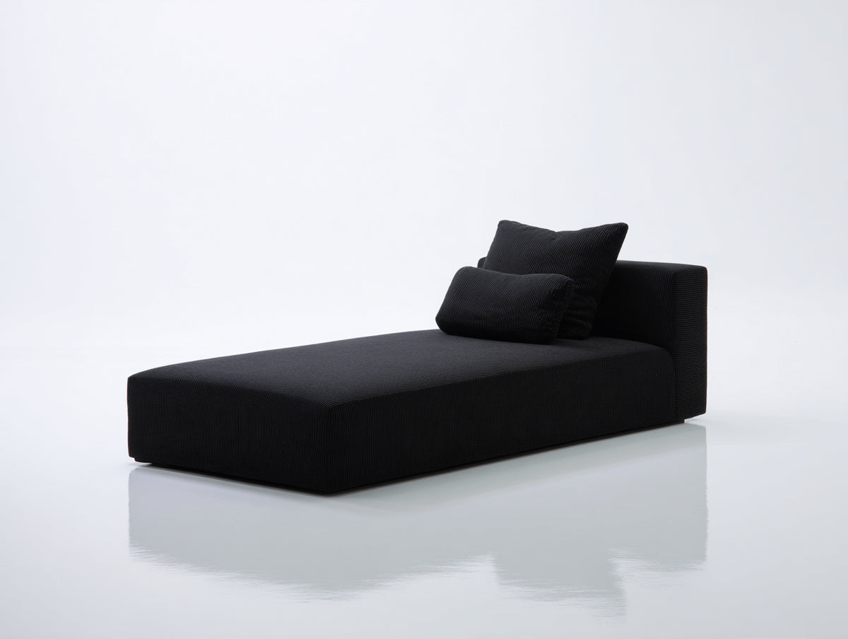 Chaise longue - Tessuto - 196 x 89 x 74 cm - Nero - Stile minimalista lineare