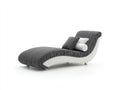 Chaise longue - Pelle-Tessuto-Metallo - 204 x 92 x 88 cm - Bianco-Nero-Grigio-Argento - Stile moderno curvo