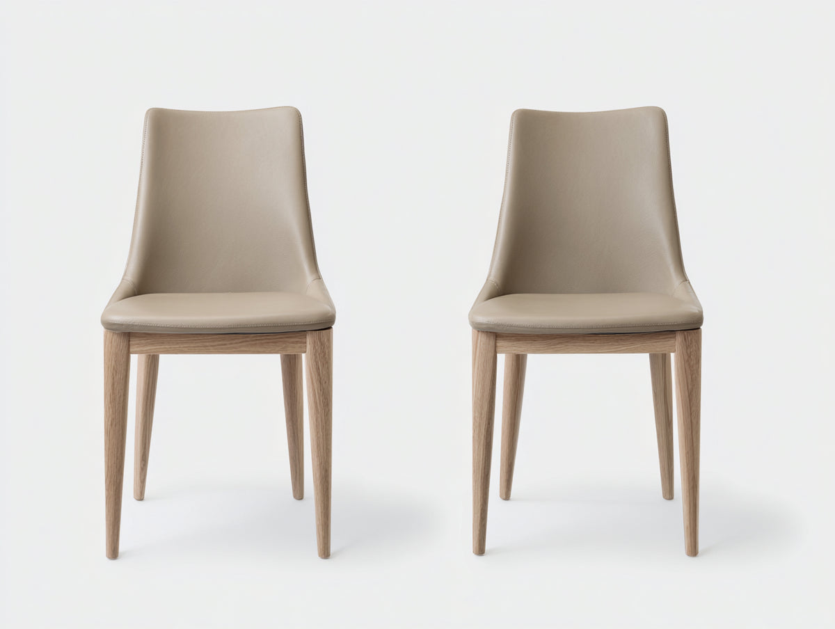 Sedia da pranzo - Legno-Ecopelle - 47x54x88 cm - Beige-Marrone chiaro - Stile moderno minimalista