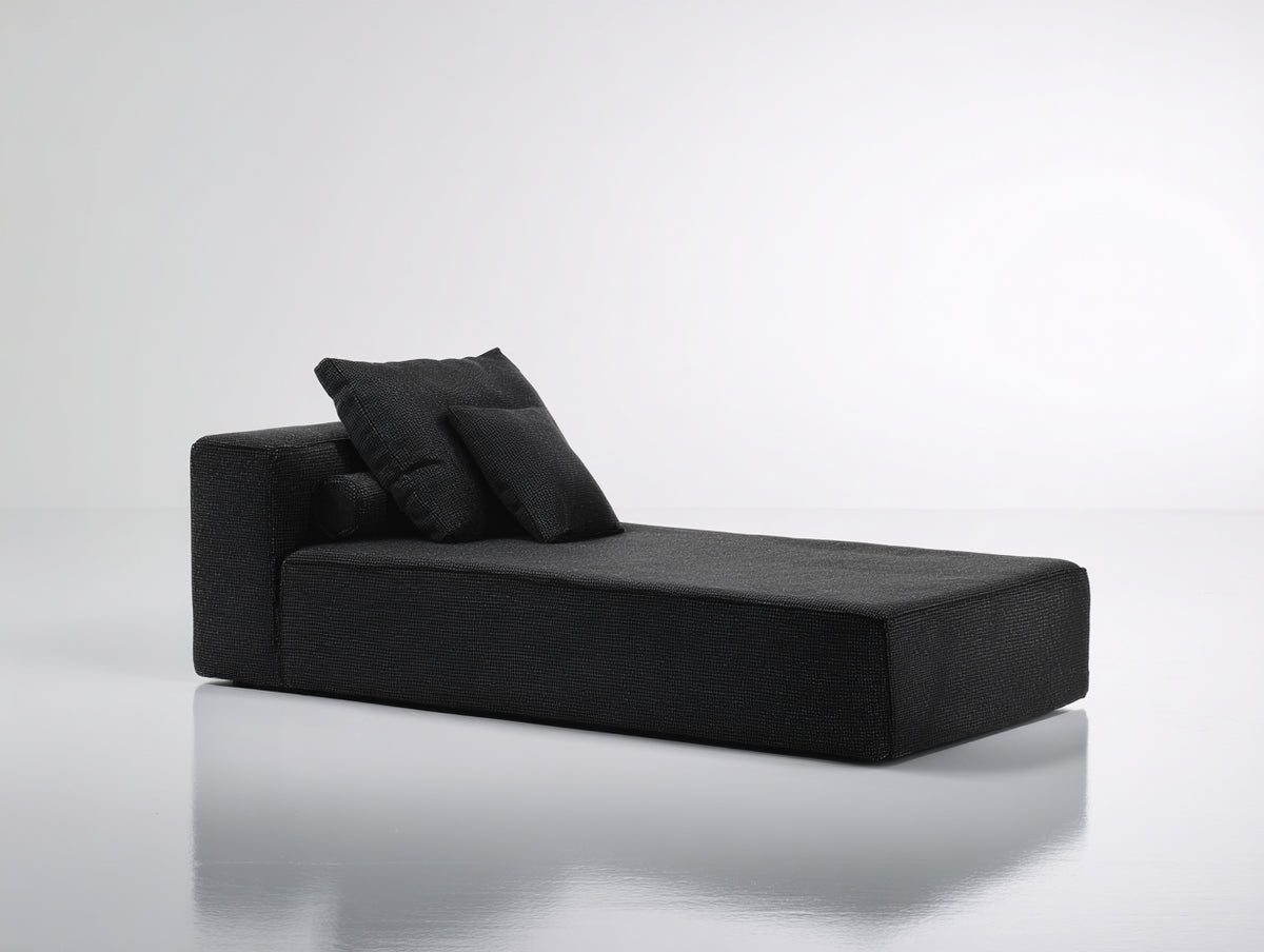 Chaise longue - Tessuto - 201 x 91 x 72 cm - Nero - Stile moderno monolitico