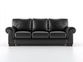 Divano lineare-Pelle-Legno-230x95x85 cm-Nero-Stile moderno
