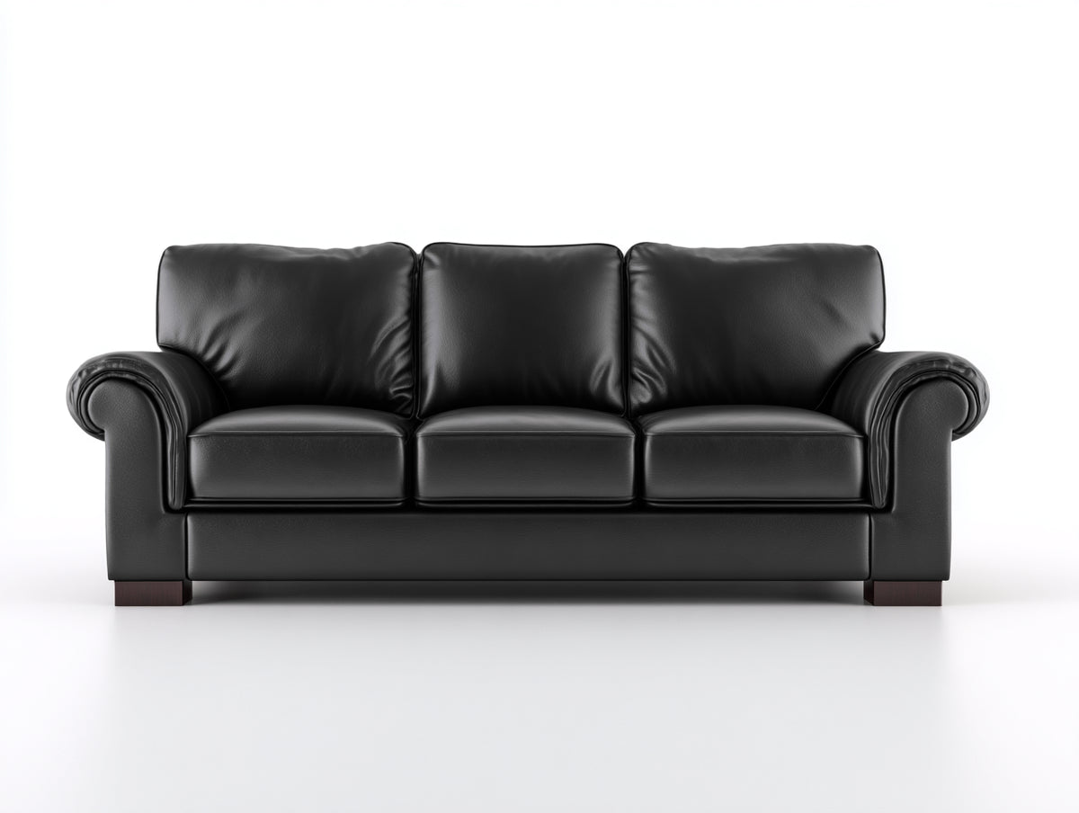 Divano lineare-Pelle-Legno-230x95x85 cm-Nero-Stile moderno