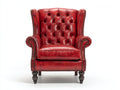 Poltrona - Pelle-Legno - 89x88x111 cm - Rosso - Stile Chesterfield classico
