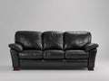 Divano lineare-Pelle-Legno-240x95x85 cm-Nero-Stile classico