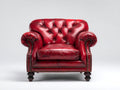 Poltrona - Pelle-Legno - 102x92x82 cm - Rosso - Stile Chesterfield classico
