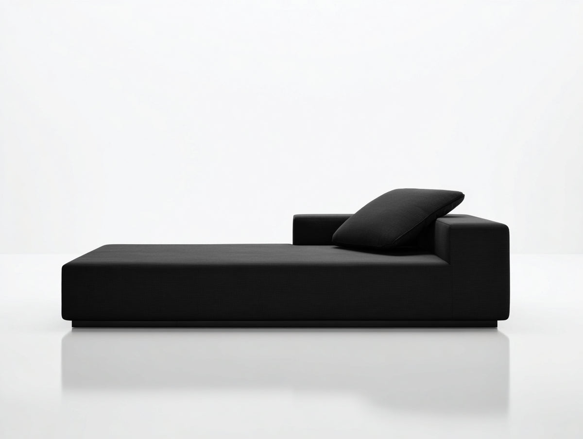 Chaise longue - Tessuto - 198 x 88 x 69 cm - Nero - Stile minimalista contemporaneo