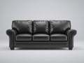 Divano lineare-Pelle-Legno-240x95x85 cm-Nero-Stile moderno