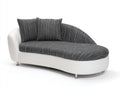 Chaise longue - Pelle-Tessuto-Metallo - 191 x 96 x 83 cm - Bianco-Nero-Grigio-Argento - Stile moderno asimmetrico
