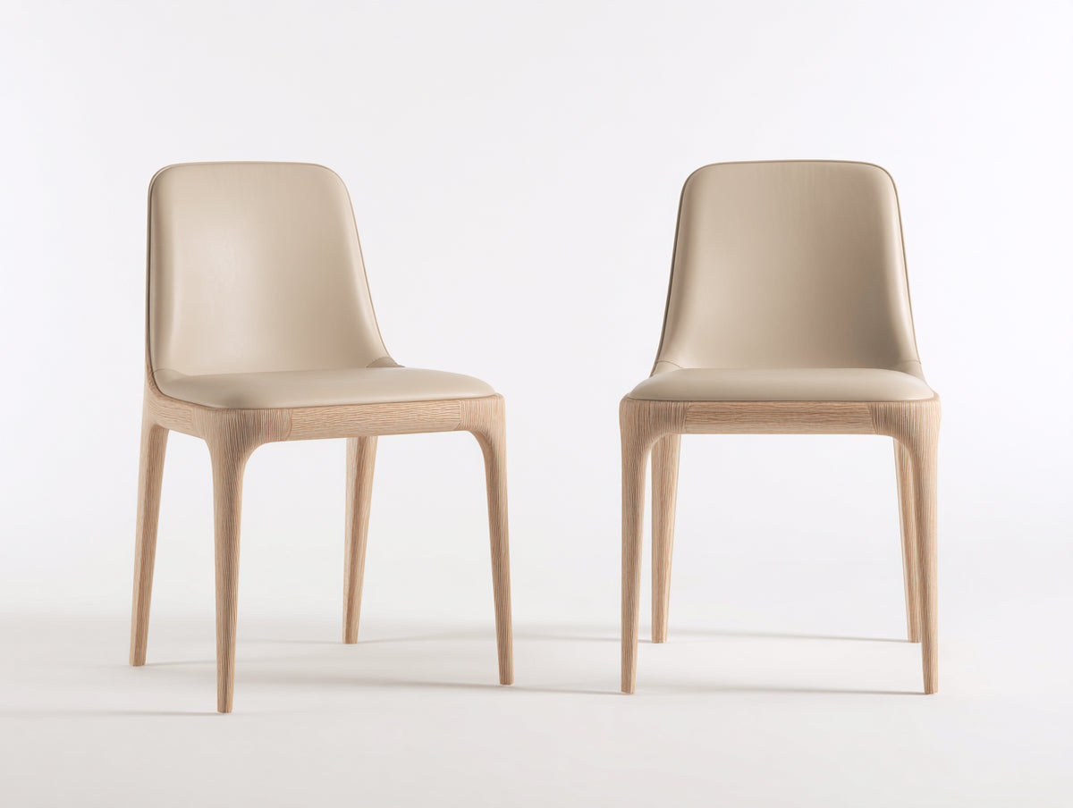 Sedia da pranzo - Legno-Ecopelle - 49x54x86 cm - Beige-Marrone chiaro - Stile scandinavo moderno