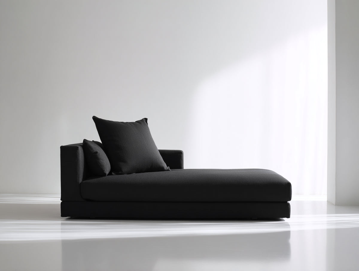 Chaise longue - Tessuto - 197 x 91 x 70 cm - Nero - Stile minimalista moderno