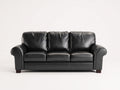 Divano lineare-Pelle-Legno-225x95x85 cm-Nero-Stile moderno