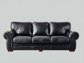 Divano lineare-Pelle-Legno-235x95x85 cm-Nero-Stile moderno
