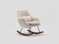 Sedia a dondolo - Bouclé-Metallo-Legno - 81x75x96 cm - Crema-Nero-Marrone scuro - Stile moderno