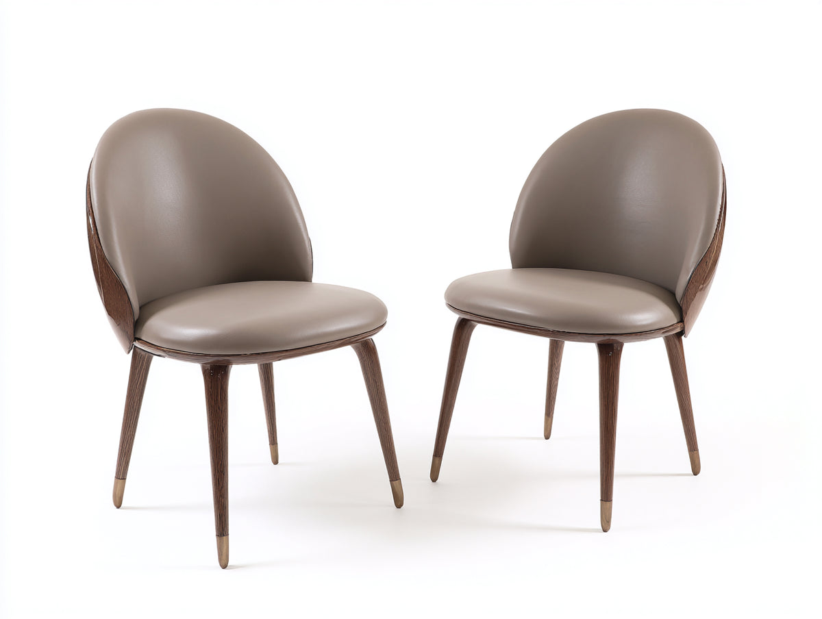 Sedia da pranzo - Legno-Ecopelle - 53x58x82 cm - Tortora-Marrone - Stile moderno