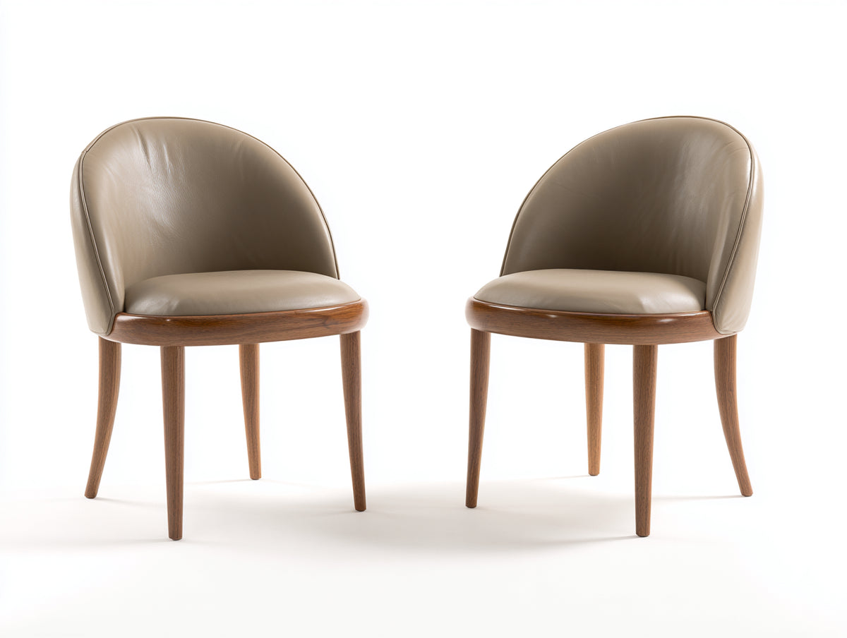 Sedia da pranzo - Legno-Ecopelle - 54x58x82 cm - Tortora-Marrone - Stile moderno elegante
